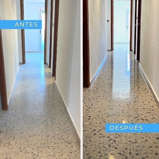 Pulido de terrazo: antes y después